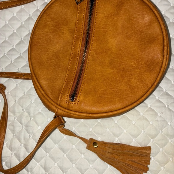 Round Tan Leather Crossbody Bag - Picture 8 of 15